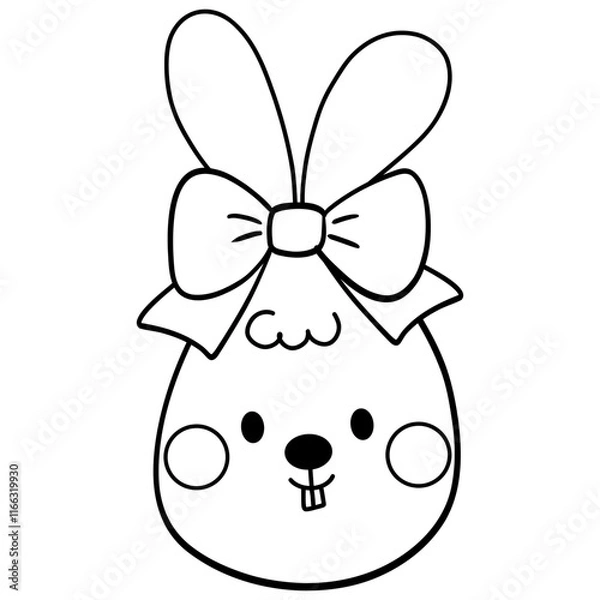 Fototapeta Cute bunny rabbit Easter egg cartoon for Easter day kids coloring page