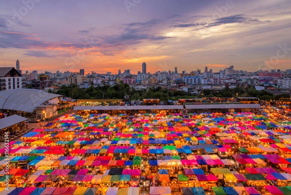 Obraz Cityscape at night of chatujak market secondhand market in Bangk