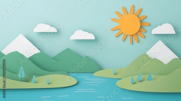 Fototapeta 3D illustration depicting the energy transfer in photosynthesis, highlighting the role of sunlight and chlorophyll.