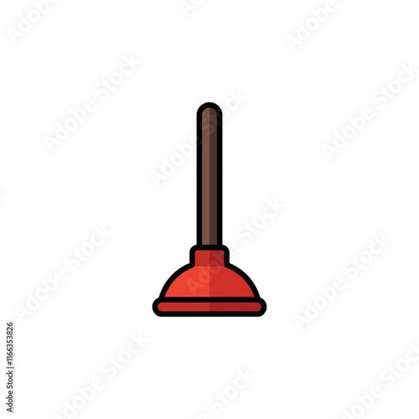 Fototapeta Plunger icon. Simple color, flat, filled outline style. Sink, toilet, pump, plumber, suction, unclog, bathroom concept. Sign symbol design. Vector illustration isolated. SVG