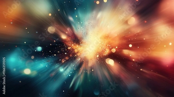 Fototapeta Vibrant explosion of colorful lights forming dynamic shapes, evoking energy and movement in a captivating visual display