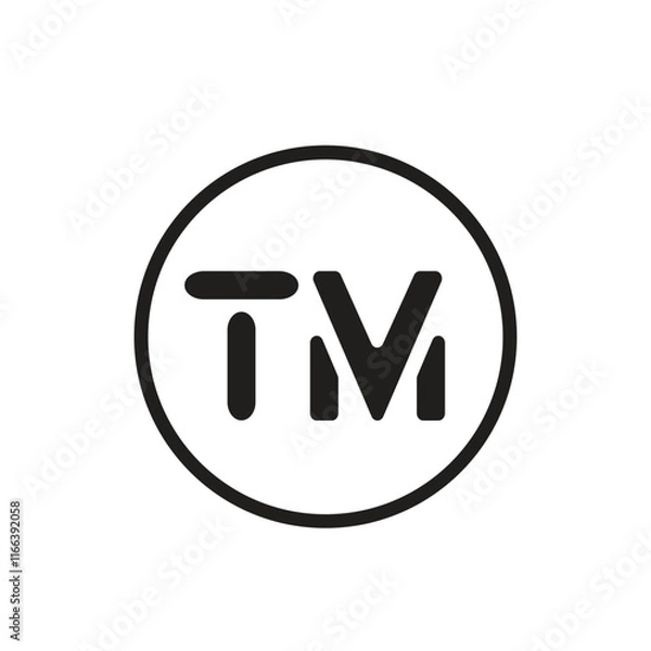 Fototapeta initials logo TM simple vector template