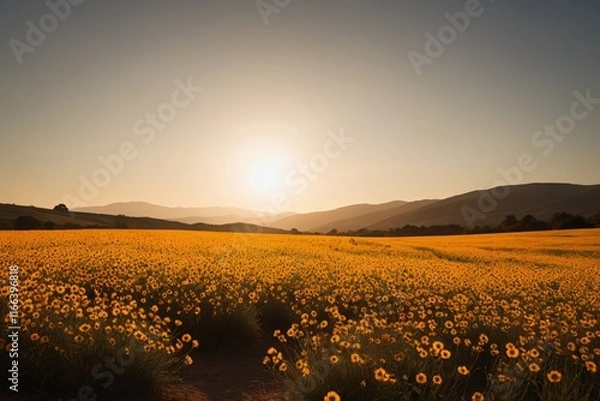 Fototapeta araffy field of sunflowers in the middle of a field