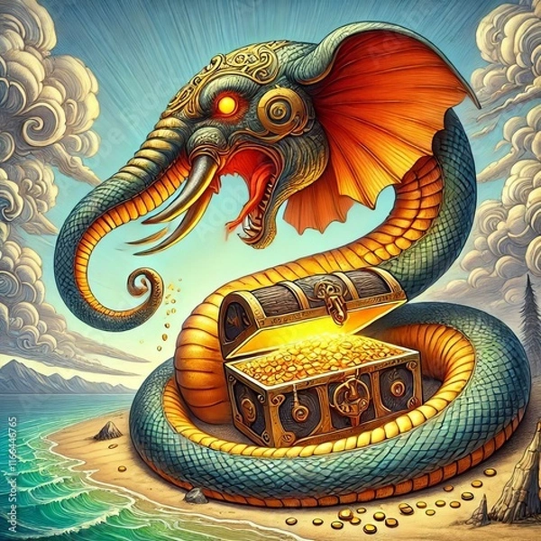 Obraz Grootslang An elephant headed snake associated with treasure