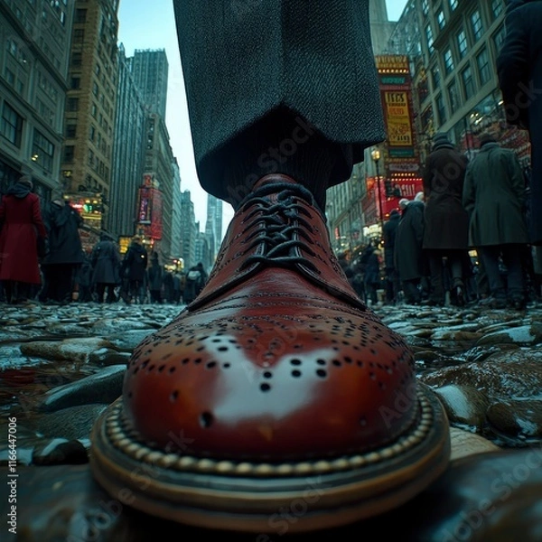 Obraz Brogue Shoe on a Cobblestone Street in New York City
