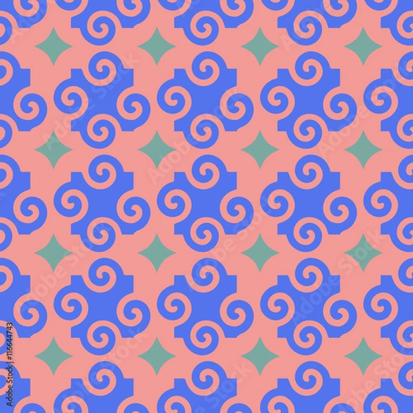 Fototapeta Spiral and star seamless pattern