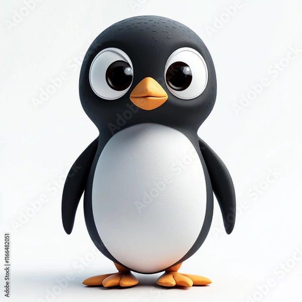 Fototapeta Create very clean and sleek 3d cute jungle animal character, cute eyes, 3d cartoon style, no accessories on character, good lighting, flat white background  made with generative AI