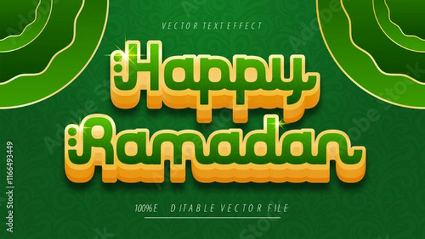 Obraz Ramadan Kareem 3d text effect and editable text effect green color style
