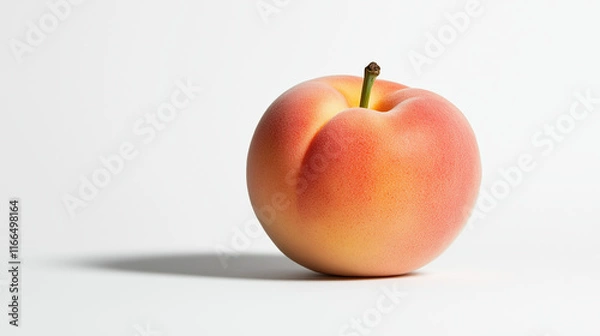 Fototapeta Ripe peach with smooth skin and vibrant colors on white background