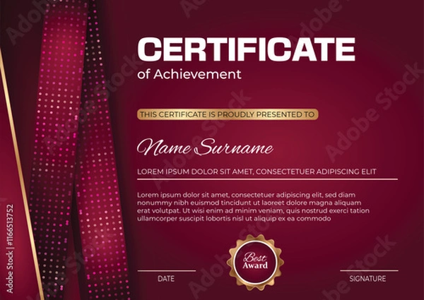 Obraz Big achievement premium vector certificate design template  