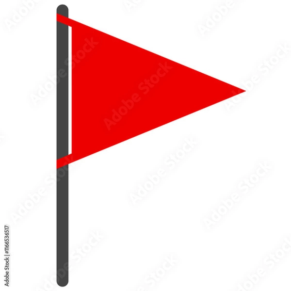 Fototapeta The isolated vector triangular gradient red flag icon