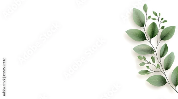 Obraz Floral corners with green twigs of ruscus and a frame isolated on white or transparent background