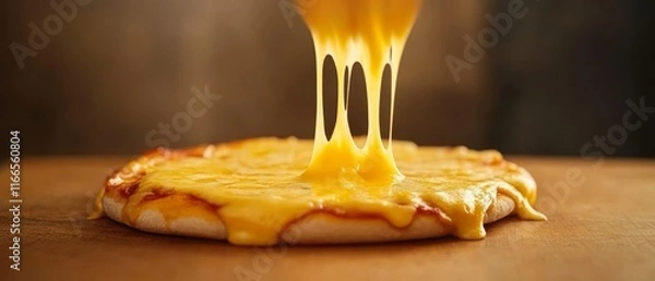 Obraz Delicious pizza with gooey, melted cheese stretching invitingly, perfect for food lovers and culinary enthusiasts.