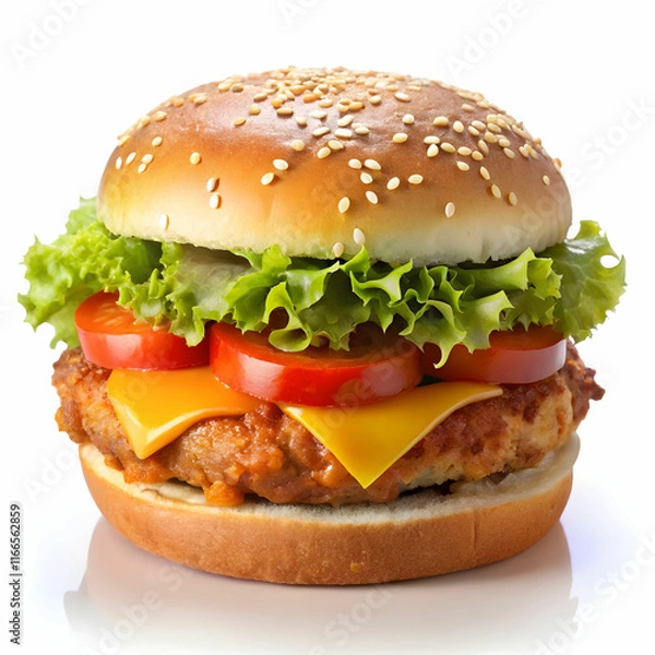 Obraz -zinger-long-burger-image-on-white-background