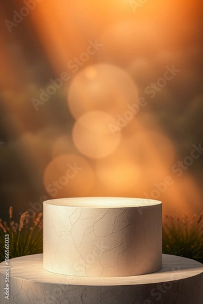 Fototapeta illuminated cylindrical platform with textured surface