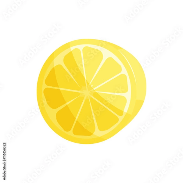 Fototapeta Yellow lemon slice icon in cartoon style isolated on white background