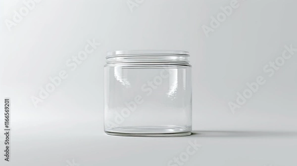 Fototapeta A classic clear glass jar on the beautifull empty background