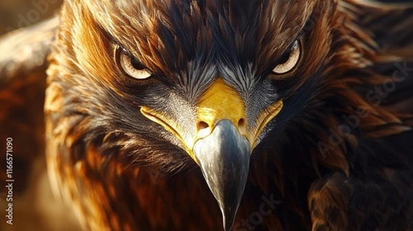Fototapeta A close-up of a golden eagle showcasing its fierce expression and detailed feathers.