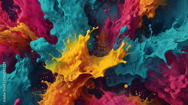 Fototapeta composition with a dynamic splash of vibrant colors, blending seamlessly in a modern gradient style