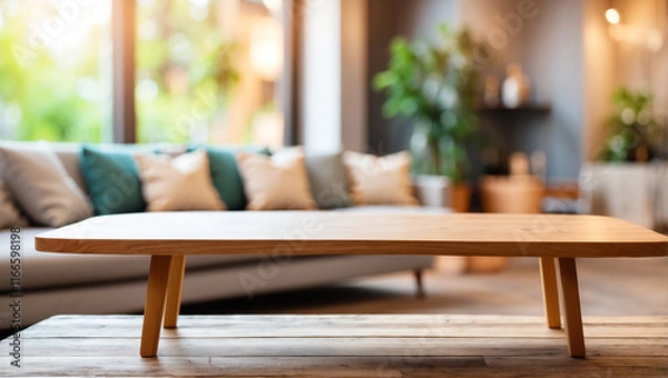 Fototapeta Empty Table with Abstract Blurred Background, Perfect for Minimalist Photography and Design