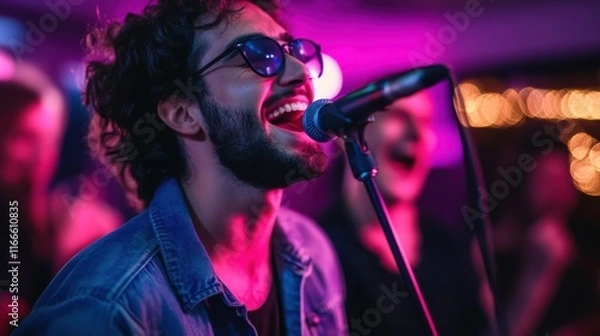 Obraz Karaoke nights are a fun way to unwind with friends.