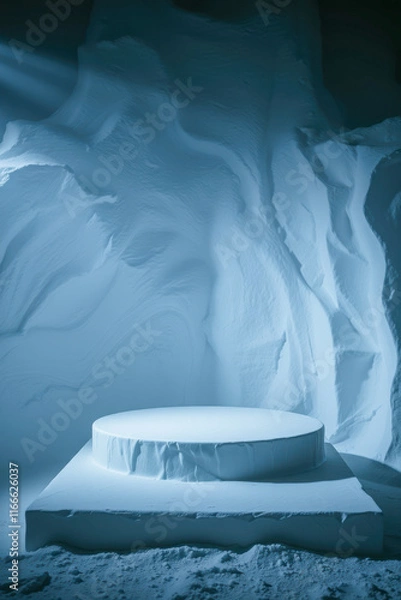 Fototapeta icy blue platform snowy setting