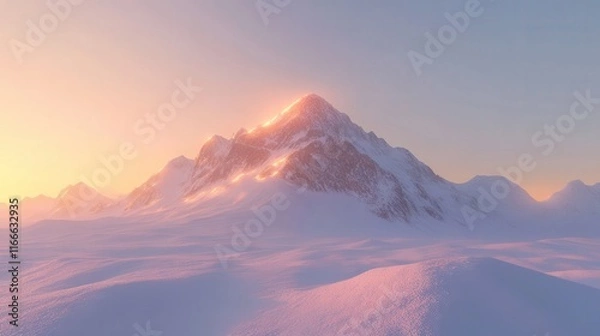 Obraz Majestic Snowy Mountain Peak At Sunrise