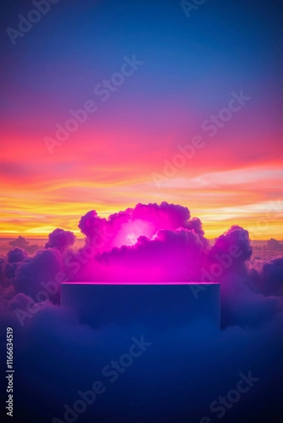 Fototapeta elevated platform a colorful sunrise cloudscape