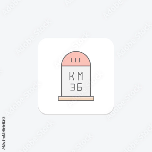 Fototapeta Road Km lineal color icon , vector, pixel perfect, illustrator file