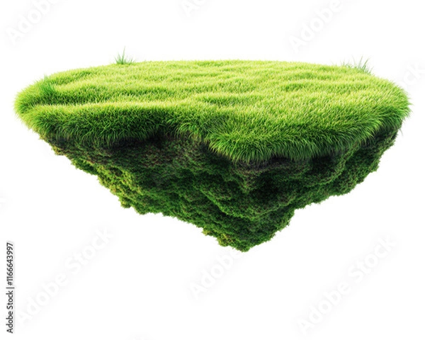 Fototapeta Isolated Floating Island with Green Grass