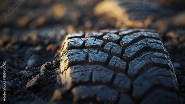 Fototapeta Dry Cracked Soil with Tire Prints Ready for Housing Development