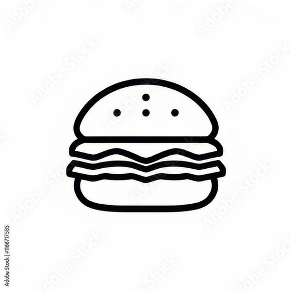 Fototapeta black and white burger in white backround
