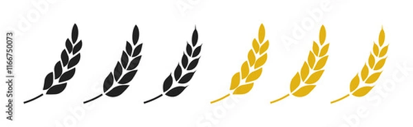 Fototapeta Rice or wheat silhouette set png. Wheat icon symbol on transparent background. Cereal grains for making bread