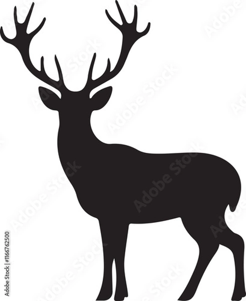 Fototapeta Deer silhouette vector set, Collection of reindeer silhouette isolated on white background. vector illustration