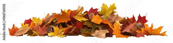 Fototapeta A pile of autumn leaves on a white background