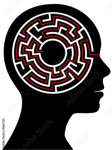 Fototapeta Circle Maze Puzzle as a Brain in a Person Head
