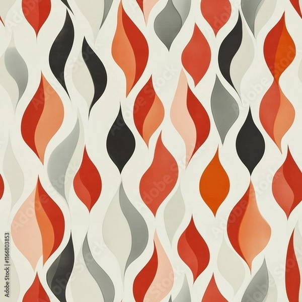 Fototapeta A Seamless Pattern of Flame Shaped Shapes in Shades of Red