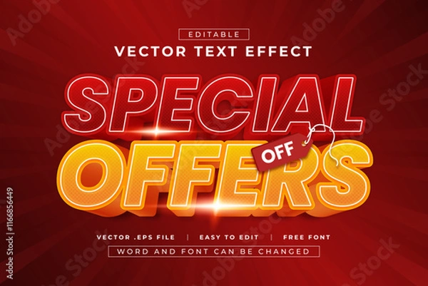 Fototapeta Special Offers Editable 3D Text Effect Dots Style