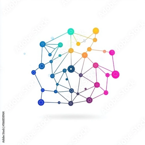 Obraz Abstract colorful network illustration with connected nodes and vibrant gradients.