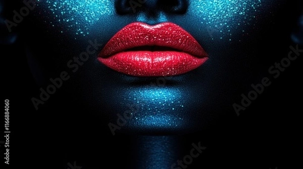 Fototapeta Glittering Lips and Face