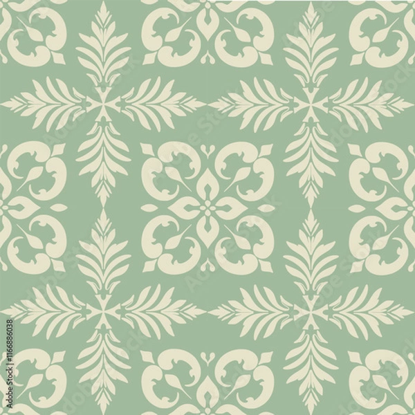 Obraz Oriental vector classic pattern. Seamless abstract background with repeating elements. classic damask seamless pattern, vector illustration for elegant textile design.