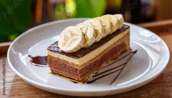 Obraz piece of cake with chocolate & banana