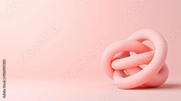 Fototapeta Pink abstract knot on pastel background; design element for website or presentation.