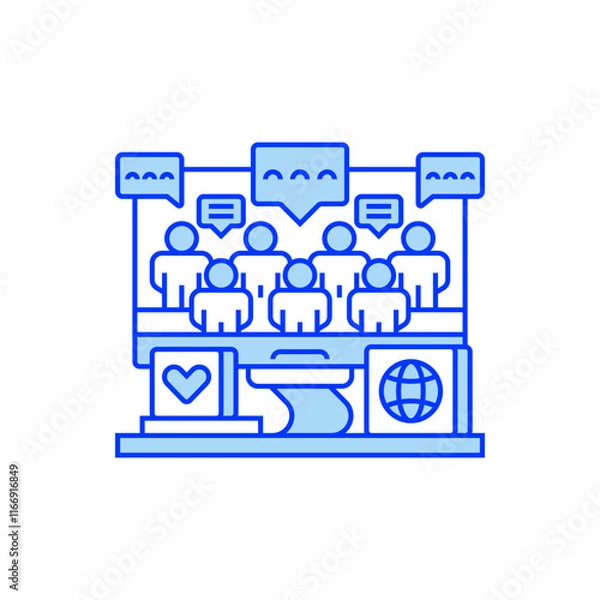 Fototapeta Online Forum Line Icon. linear style sign for mobile concept and web design. Outline vector icon.