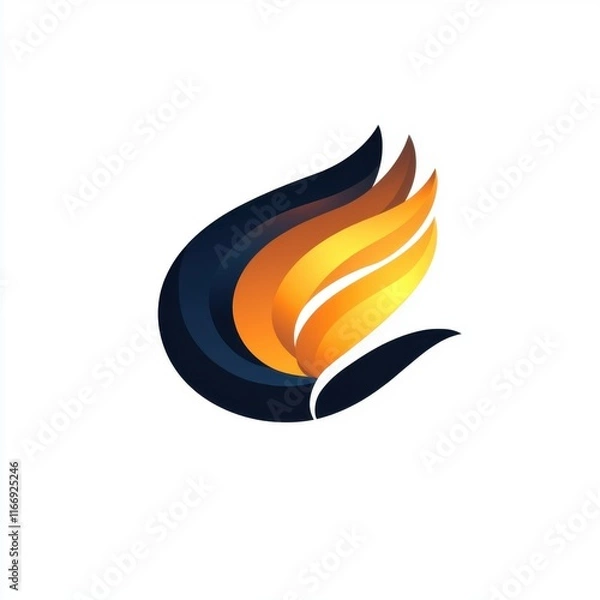 Obraz Stylized logo featuring flames in orange and gold, with a dark background accentuating its elegance.
