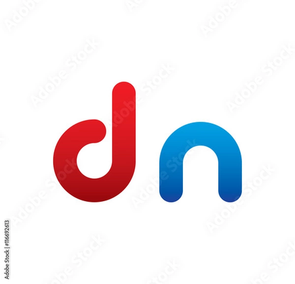 Fototapeta dn logo initial blue and red