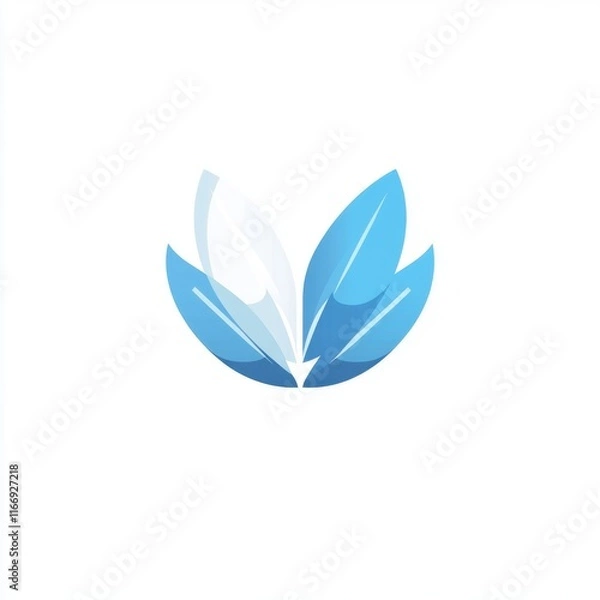 Fototapeta Stylized blue leaves, representing nature and growth in a modern design.