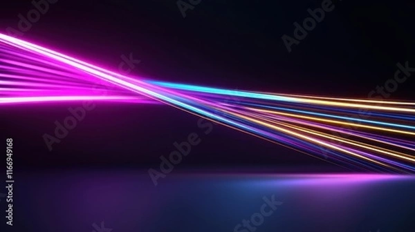 Fototapeta Vibrant Neon Light Trails on a Dark Background with Smooth Flow
