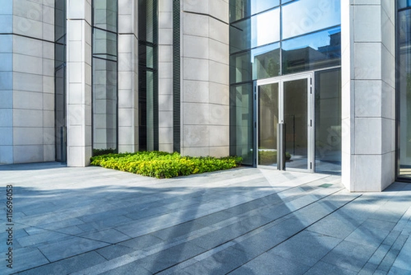 Obraz Pusta podłoga z cegły w nowoczesnym budynku w Szanghaju