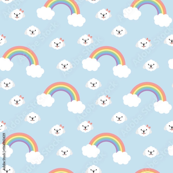 Fototapeta Maltese Dog Rainbow Seamless Pattern